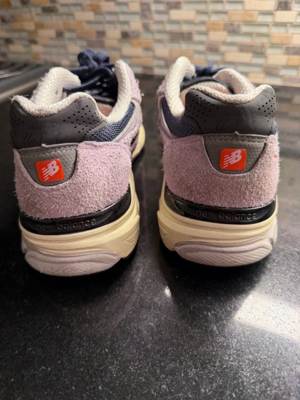 New Balance Lavender and Navy Retro Runner Sneakers
